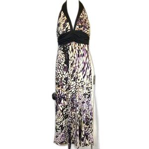 Alyn Paige Maxi Dress L Giraffe Animal Print Purple Y2K Vintage Vibe